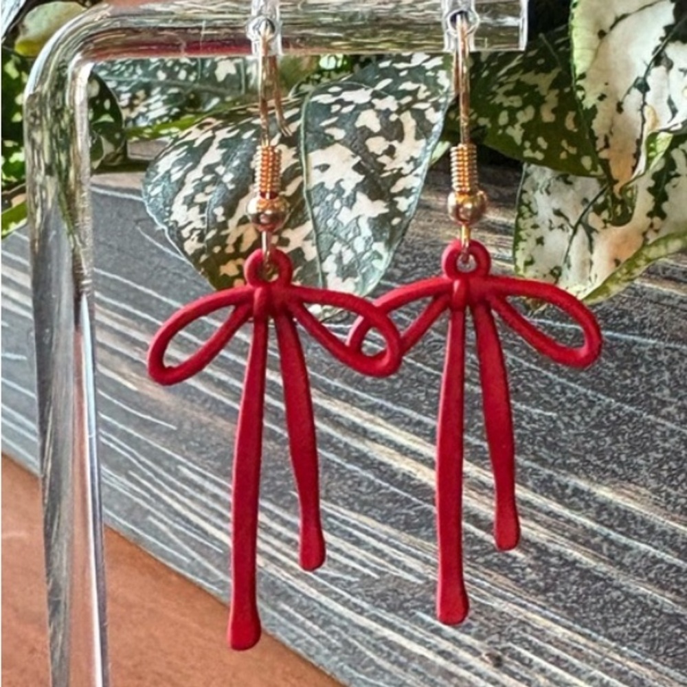 ♥️💖 Festive Red Coquette Bow Earrings Valentine’s Day NWT